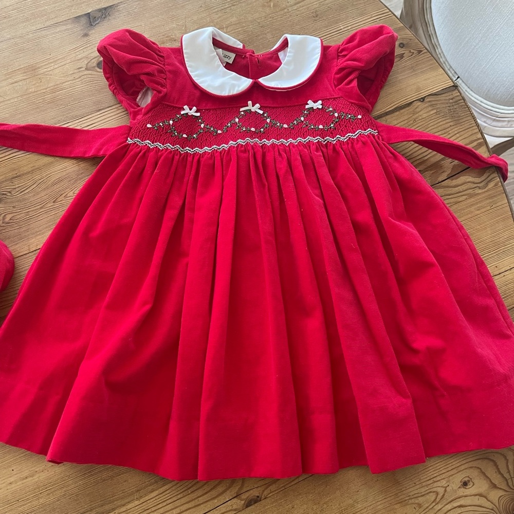 Marco & Lizzy Girls Red Courduroy Christmas Dress